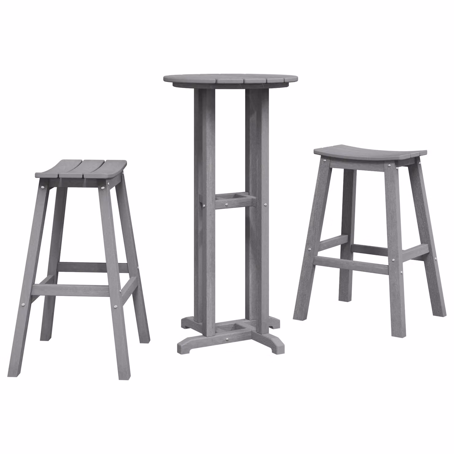 Berkfield Home 3 Piece Garden Bar Set in Light Grey HDPE – 2
