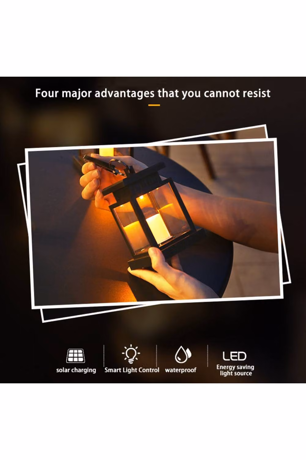 KDMD Solar Hanging Lantern Candle Light, Waterproof Clip-on, Warm White, Black – 3