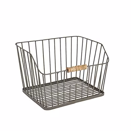 KitchenCraft Living Nostalgia Large Wire Storage Basket, Grey, W: 23.5 cm, D: 28.5 cm, H: 19 cm – 1