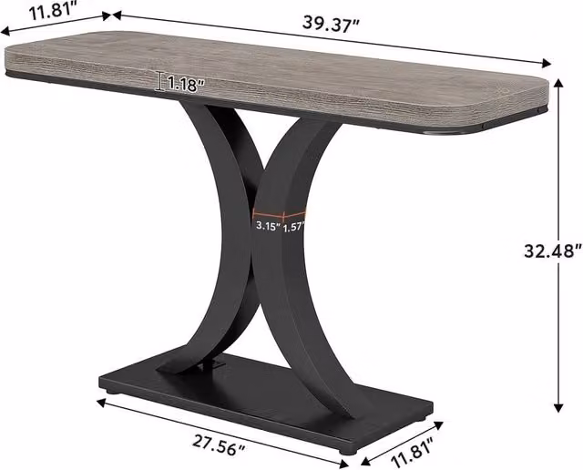 VOGREX Industrial Console Table in Grey, Brown or Black, Width: 100 cm, Height: 82.5 cm – 1