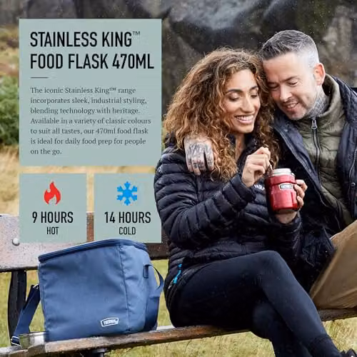 Thermos Stainless King Food Flask, Blue, 470ml – 2
