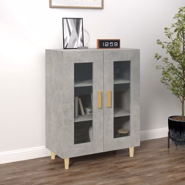 Berkfield Home Sideboard in Concrete Grey, W/D/H: 69.5 x 34 x 90 cm