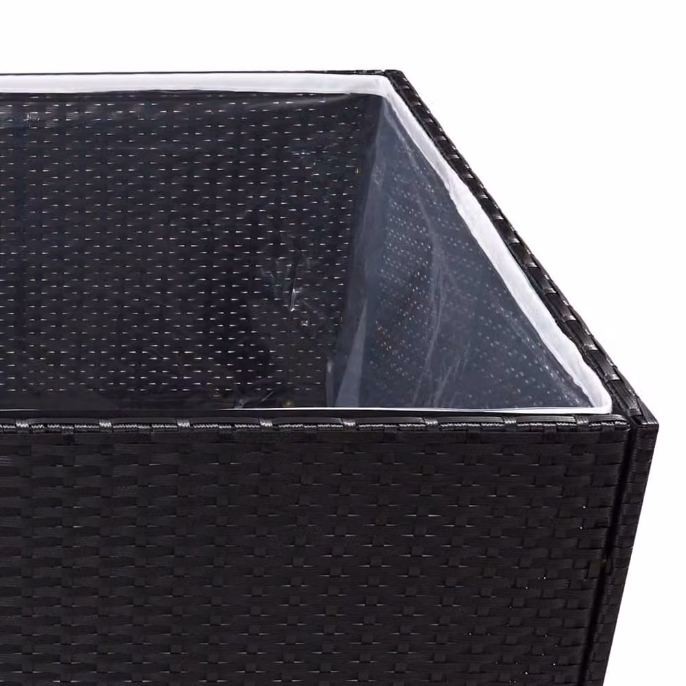 Berkfield Home Black Poly Rattan Garden Planter Tub W/D/H: 80 x 80 x 80 cm – 3