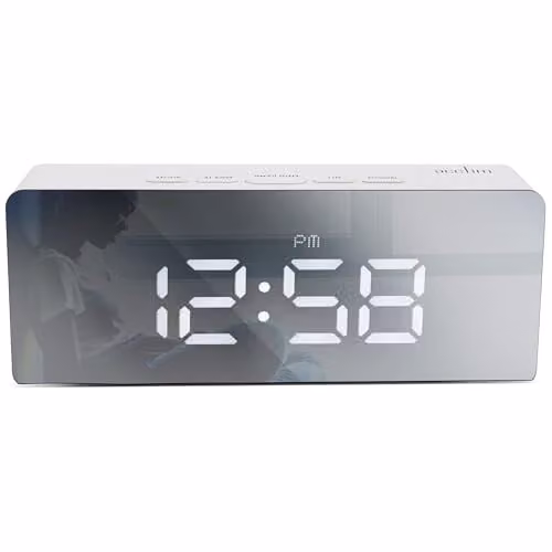 Acctim Medina Digital LED Alarm Clock with Temperature Display, White, W: 14.0 cm, D: 5.5 cm, H: 5.5 cm – 1