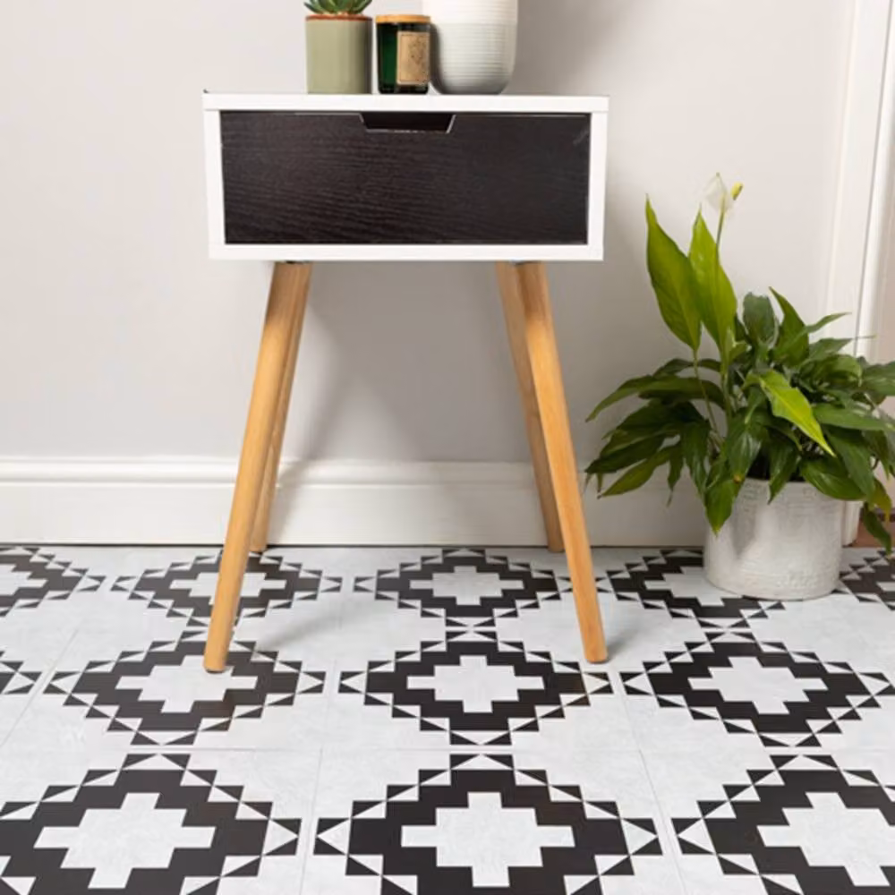 D-C-Fix Victorian Self Adhesive Vinyl Floor Tiles, White, Pack of 11 (1sqm), W/D/H: 30.48 x 30.48 x 30.48 cm – 4