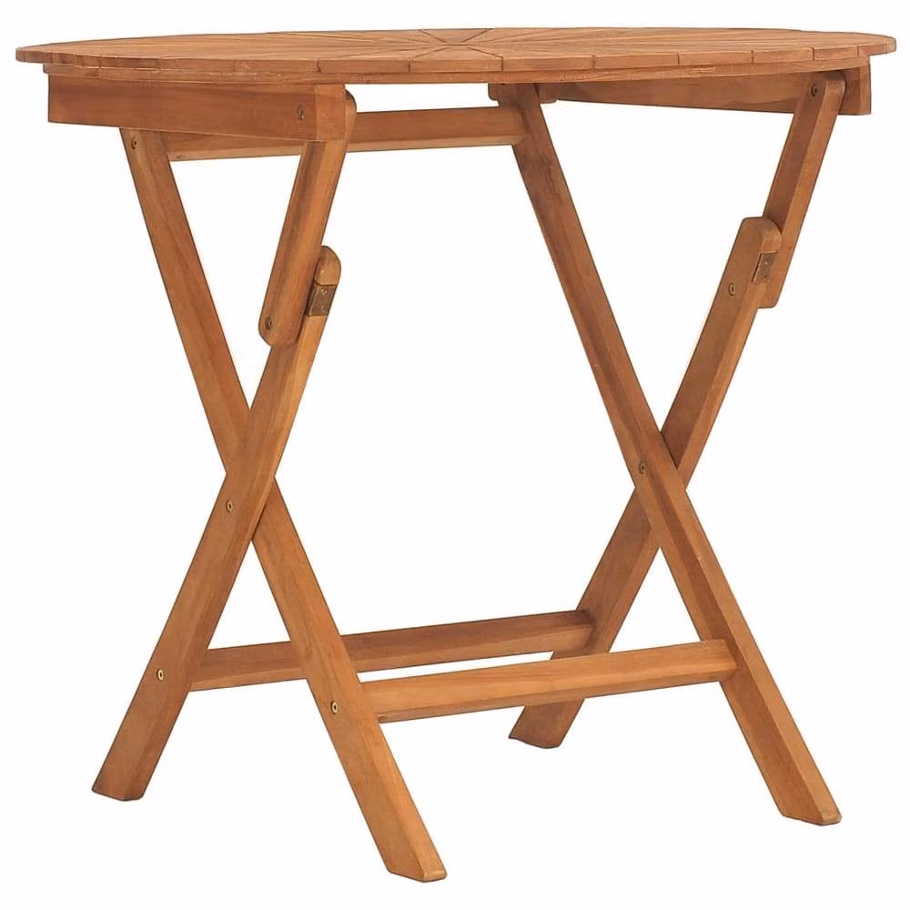 Berkfield Home Round Folding Garden Table in Brown Solid Teak, Diameter: 85 cm, Height: 75 cm – 2
