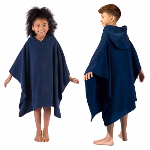 OHS Childrens Quick Drying Absorbent Hooded Poncho Towel in Navy Blue – 4