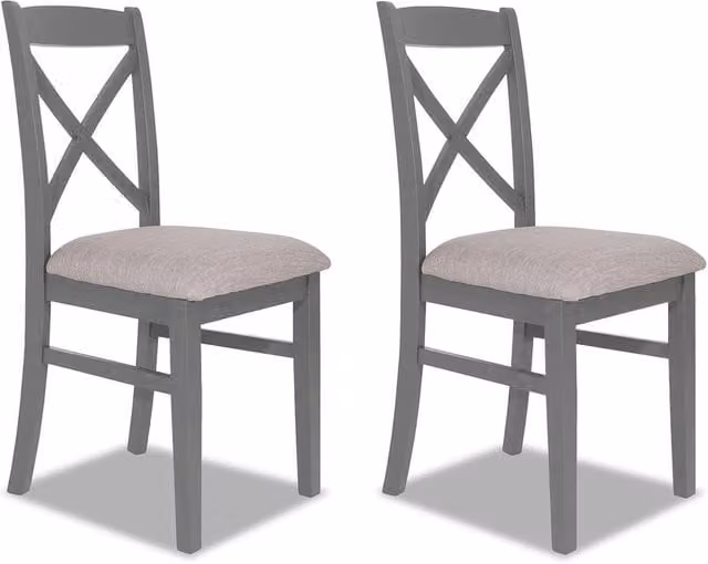 Statement Furniture Florence Crossback Dining Chairs with Upholstered Seats, Set of 2, Grey, W45 x D53 x H98 cm