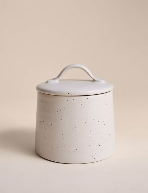 M&S Small White Ceramic Stoneware Storage Jar