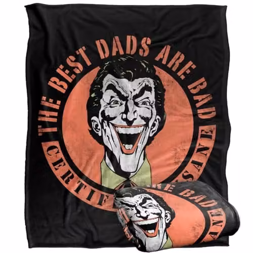 LOGOVISION Batman Joker The Best Dads Are Bad Super Soft Fleece Throw Blanket, Multicolour, W: 152 cm, D: 127 cm