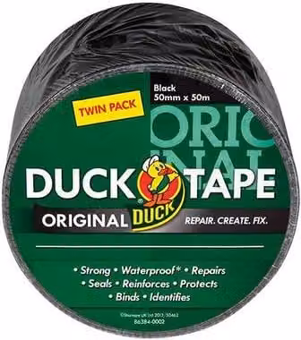 Sellotape Original Black Cloth Duct Tape, 2 Pack