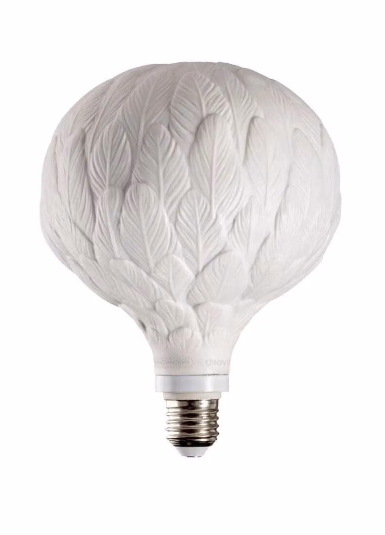 Lladró Feathers Bulb White and Silver Ceramic Tabletop Ornament