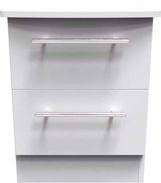 Ready Assembled 2 U Carlton 2 Drawer Bedside Cabinet in Grey