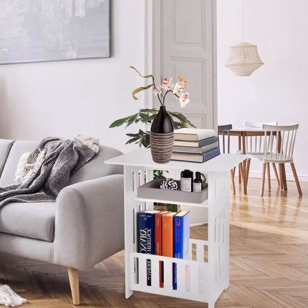 FORGEVIO Small White Bedside Table and Nightstand Cabinet – 4
