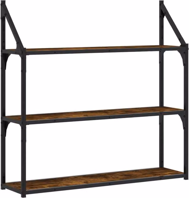 Berkfield Home 3-Tier Wall Mounted Shelf in Smoked Oak Brown, W: 80 cm, D: 21 cm, H: 78.5 cm