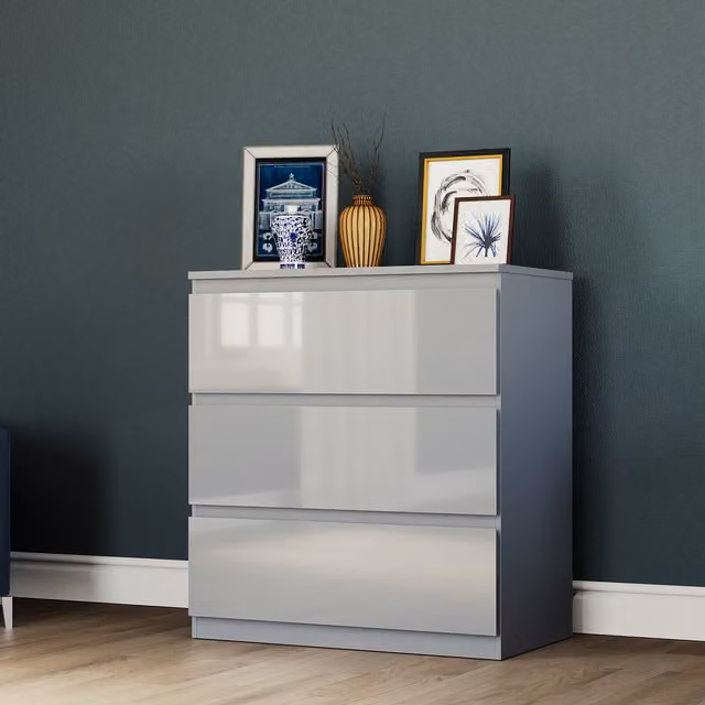 Vida Designs Glinton 3 Drawer Chest in Grey