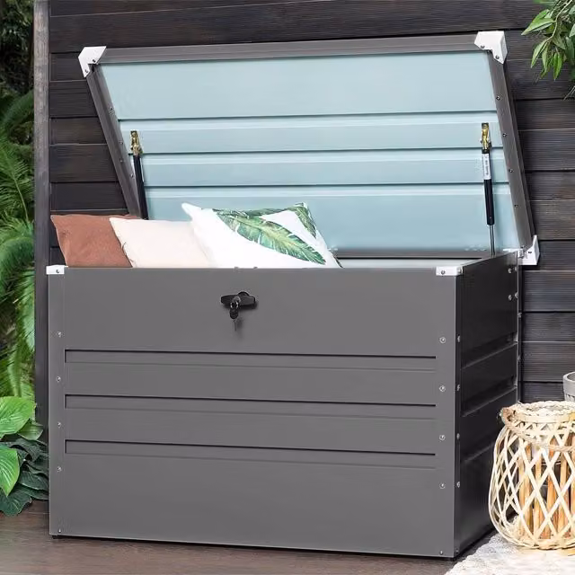 Wyld and Coco Industrial Garden Storage Box in Grey Galvanised Steel, 300 L