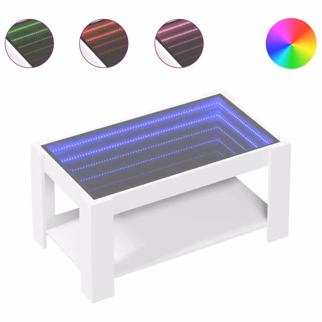 Berkfield Home White LED Coffee Table in Engineered Wood, W: 93 cm, D: 53 cm, H: 45 cm – 2