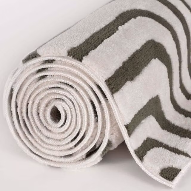The Rugs Loft Abstract Wave Line Textured Terra Rug, Green and Grey, W: 160 cm, D: 230 cm
