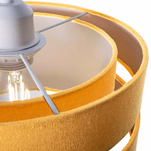 Happy Homewares Contemporary Triple Tier Linen Fabric Ceiling Pendant Light Shade in Yellow, Diameter: 35 cm – 2