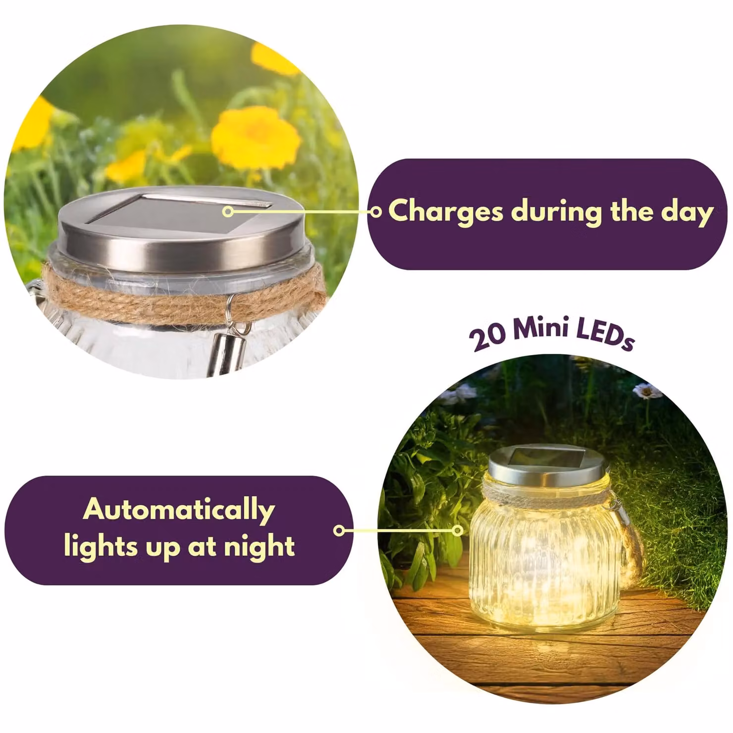 Marco Paul Solar Firefly LED Glass Jar Lantern in White – 7