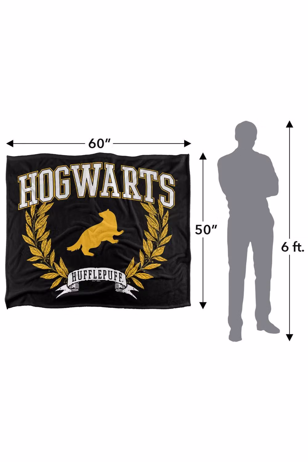 Warner Bros. Harry Potter Hufflepuff Hogwarts Leaves Super Soft Fleece Throw Blanket, Multicolour, W: 127 cm x D: 152 cm – 8
