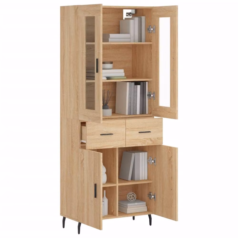 Berkfield Home Sonoma Oak Highboard in Brown, W/D/H: 69.5 x 34 x 180 cm – 3