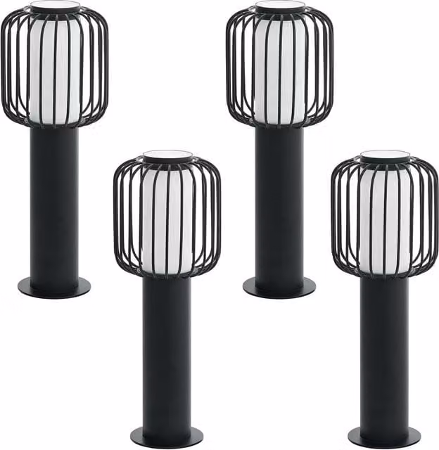 Loops 4 Pack Black Steel IP44 Outdoor Pedestal and Wall Lamp for Garden and Gate, E27 28W – 1