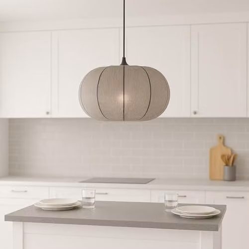 CGC Lighting Lila Grey Oval Ribbed Cotton Fabric Lampshade – 4