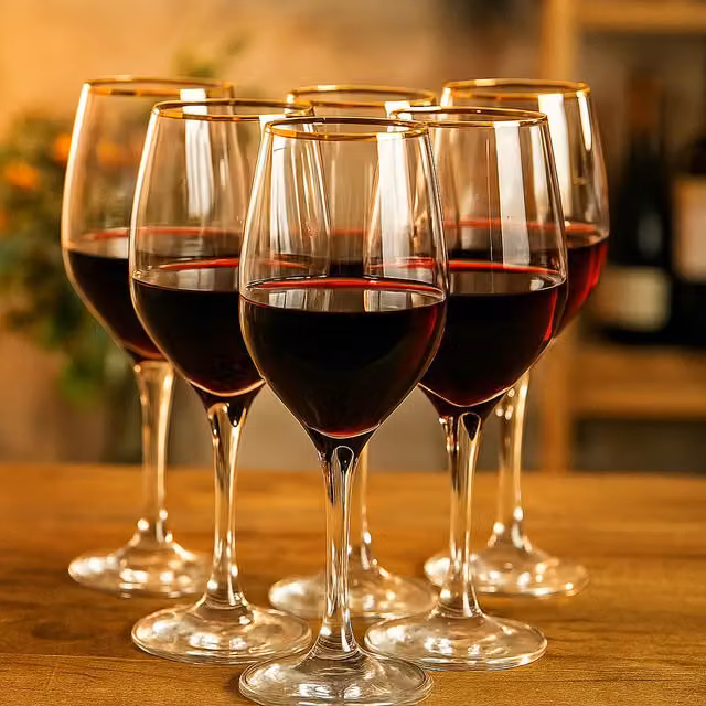Queensway Home & Dining Gold Rim Wine and Champagne Glasses, Transparent, 580ml, Set of 12