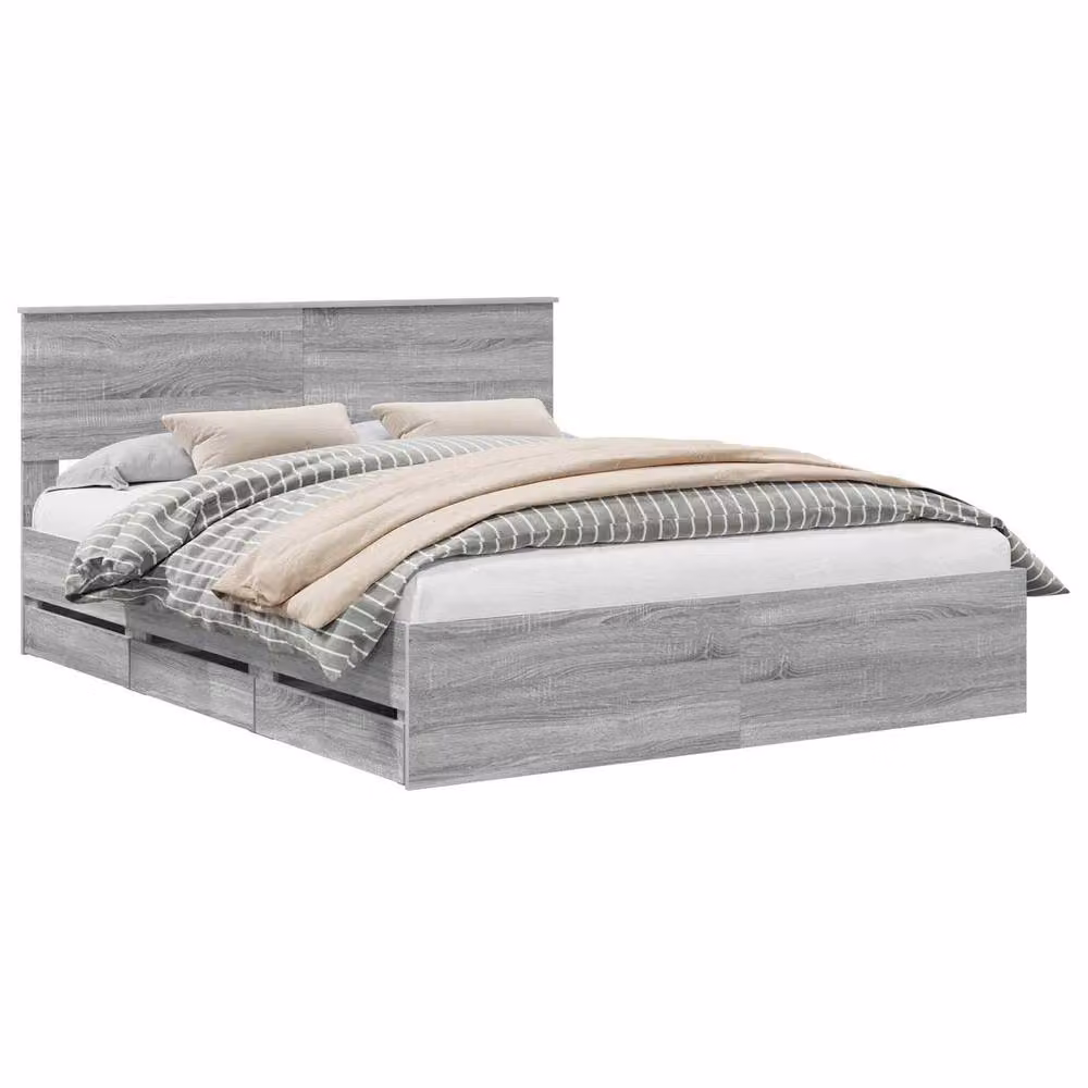 Berkfield Home Modern Bed Frame with Drawers in Grey Sonoma, W/D/H: 160 x 200 cm, Engineered Wood – 2