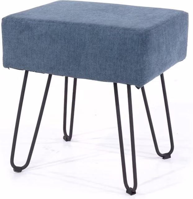 Core Products Ltd Aspen Blue Upholstered Rectangular Stool with Black Metal Legs