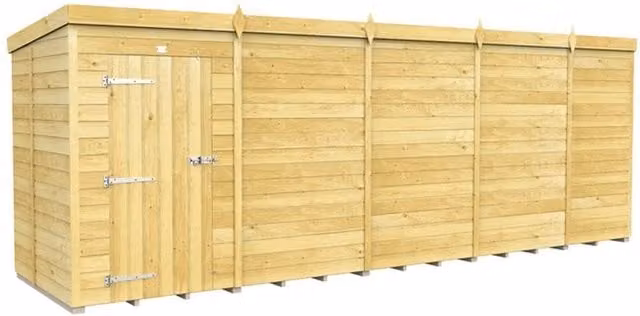 Buttercup Farm Brown Pent Shed with Single Door and No Window, W: 560 cm, D: 147 cm, H: 201 cm