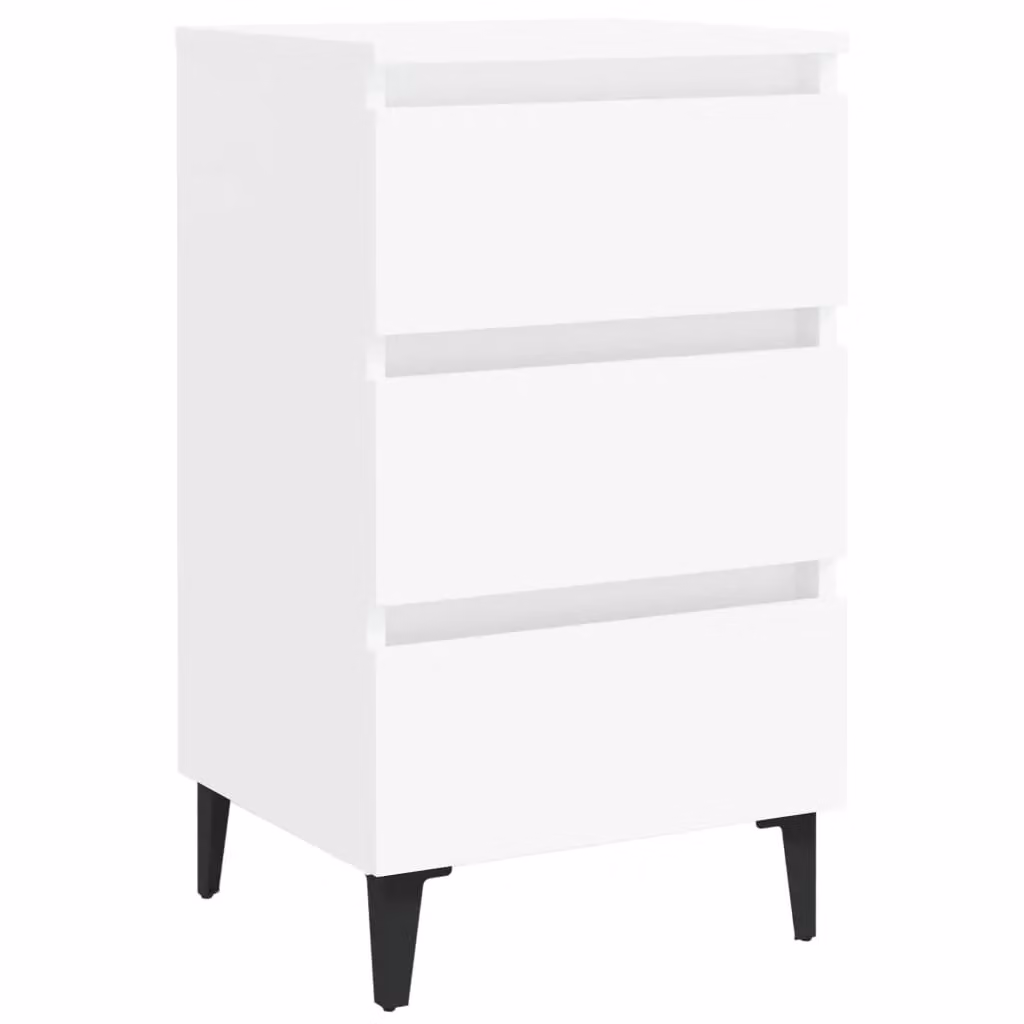 Berkfield Home Bed Cabinet with Metal Legs in White, W: 40 cm, D: 35 cm, H: 69 cm – 2