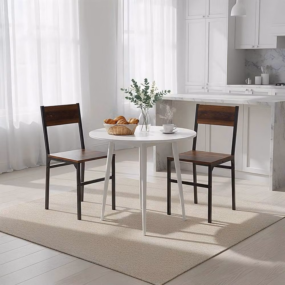 KORVIXA Set of 2 Industrial Metal Dining Chairs in Brown and Black – 3