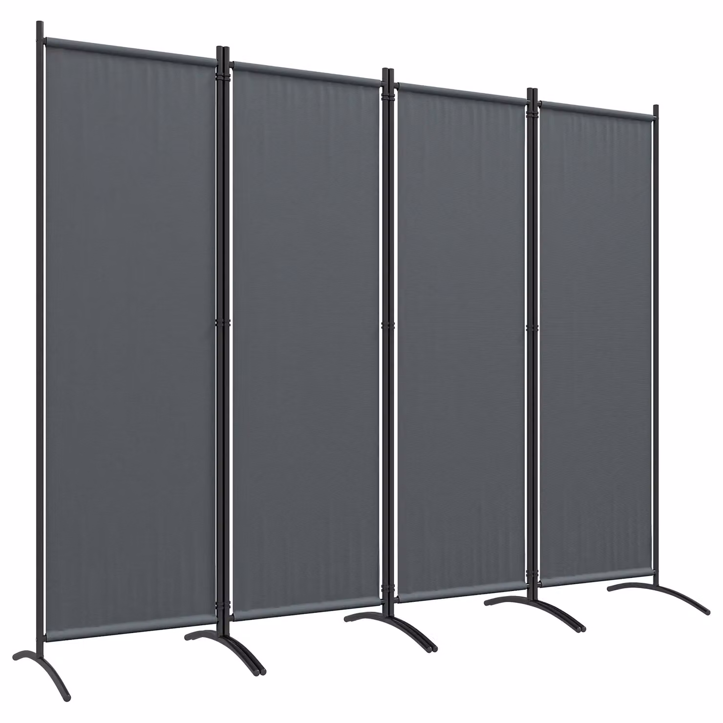OUTSUNNY 4 Panel Folding Room Divider, Portable Matt Grey Metal Partition Separator – 2