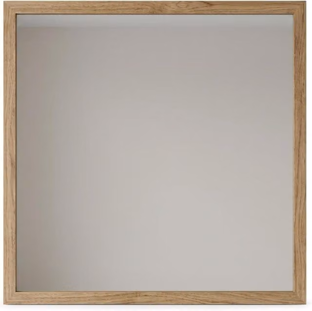 Decortie Mars Square Wall Mirror with Wood-Effect Frame in Brown Whiskey Oak