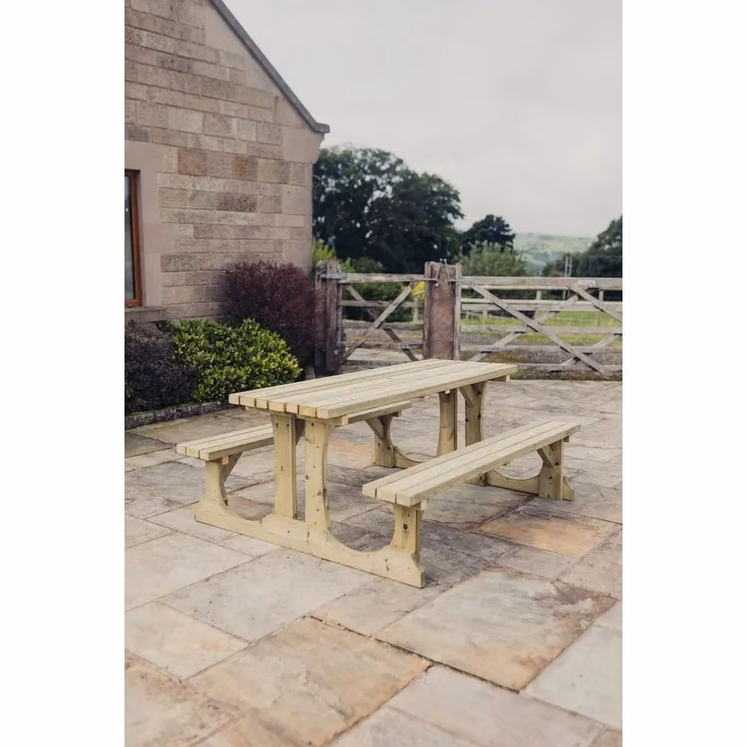 Churnet Valley Garden Furniture Ltd Lunar Picnic Table in Brown, W: 153 cm, H: 76 cm – 4