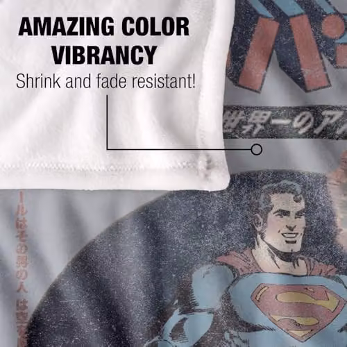Warner Bros. Superman Retro Japanese Silky Touch Super Soft Fleece Throw Blanket, Multicolour, W: 152.4 cm x L: 152.4 cm – 3