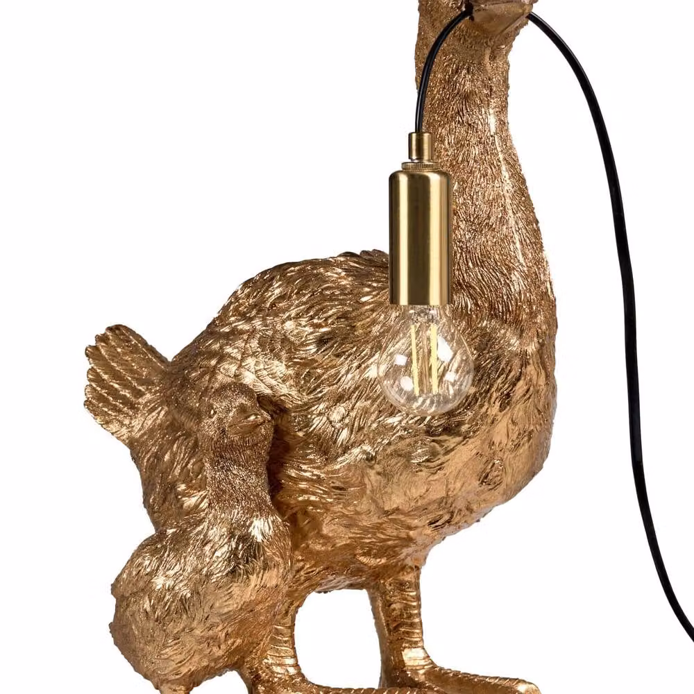 Wyld and Coco Gold Duck Table Lamp in Hand-Painted Polyresin and Metal – 2