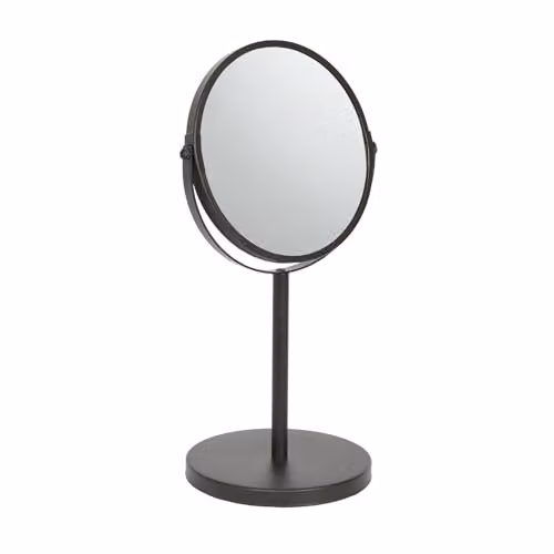 Harbour Housewares Black Metallic Pedestal Magnifying Makeup Mirror, W: 18.5 cm, H: 34.5 cm