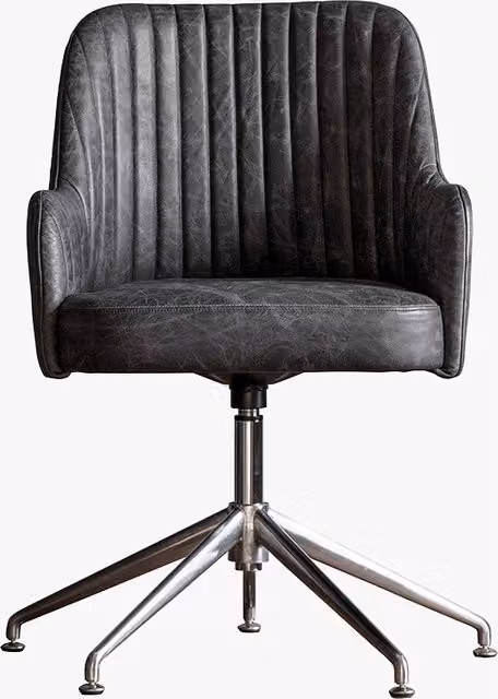 Perch & Parrow Ohara Grey Leather Executive Swivel Chair with Armrests