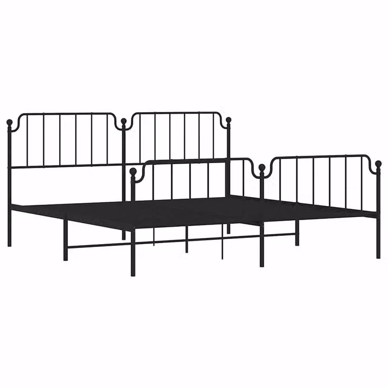 Berkfield Home Metal Bed Frame with Headboard and Footboard in Black, W/D/H: 193 x 203 cm