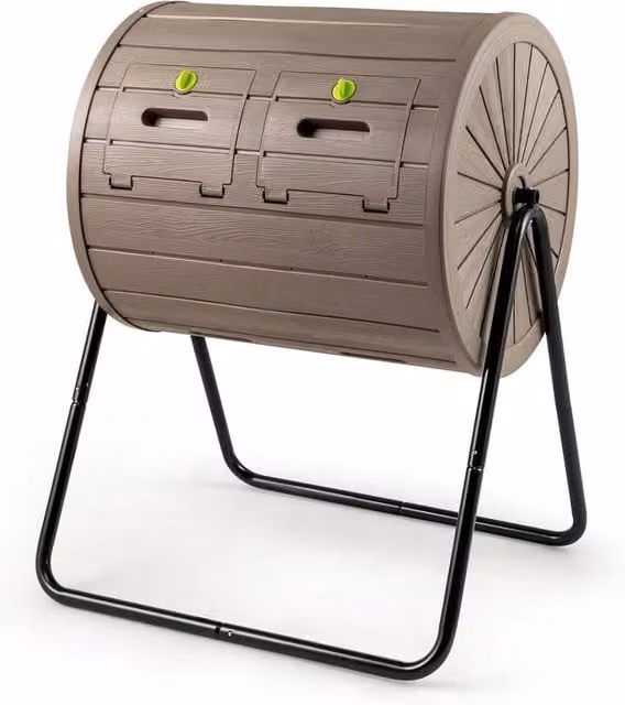 FLAVORA Brown Dual Chamber Lockable Compost Tumbler