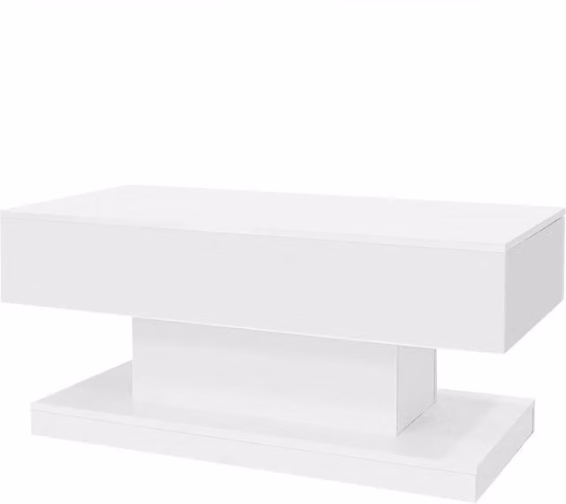 KORVIXA White Glossy Lift Top Coffee Table with W/D/H: 100 x 100 x 58 cm
