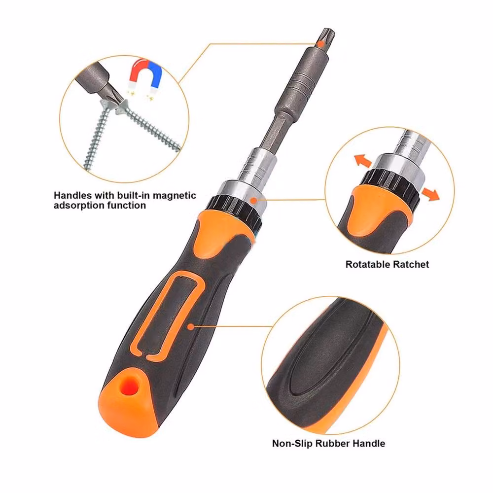 VOGREX 38-in-1 Magnetic Ratchet Handle Screwdriver Bit and Socket Set in Multicolour Chrome Vanadium Steel – 2