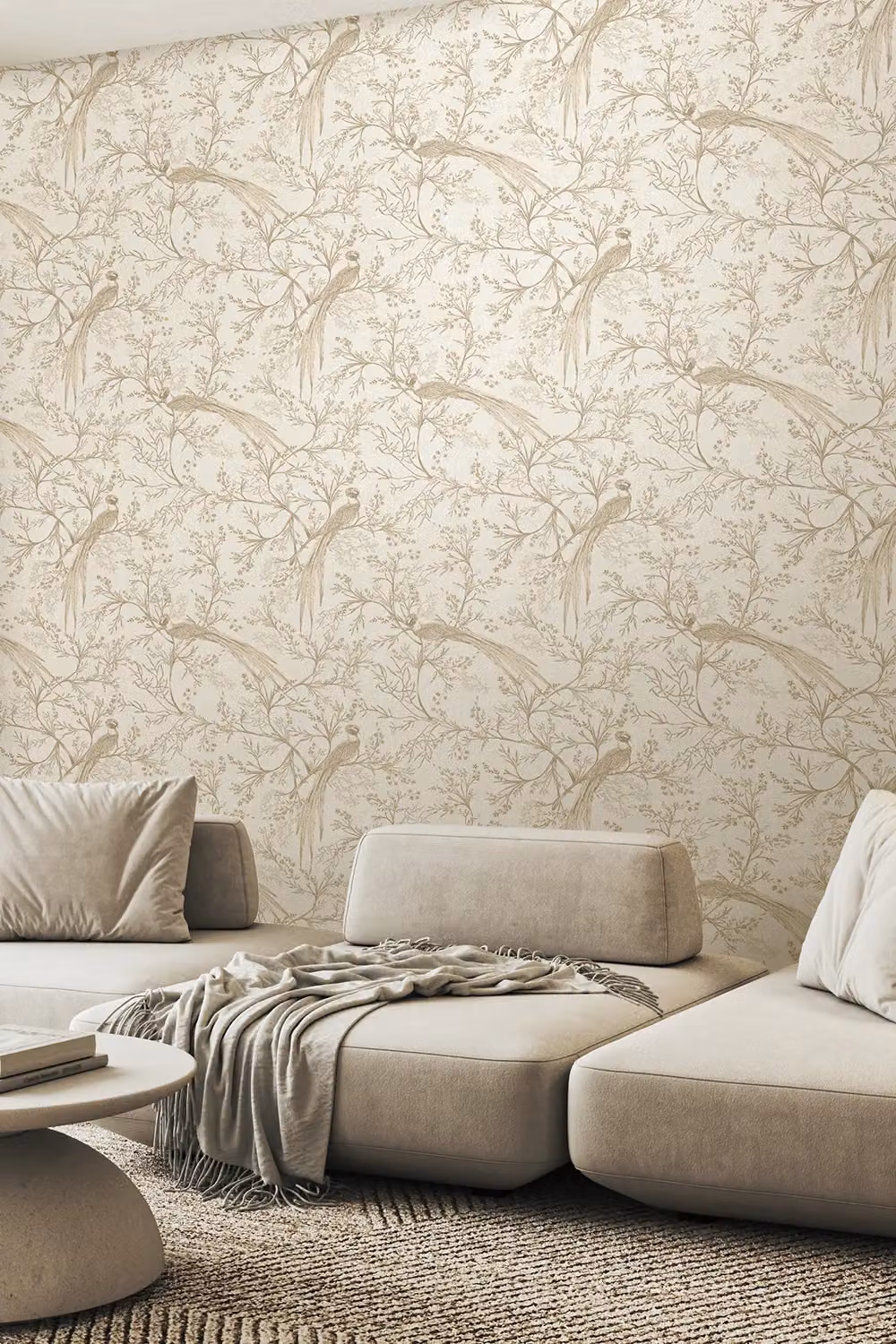 Hoopla Walls Bird Toile Wallpaper in Brown and Beige, 10m – 2