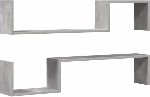Berkfield Home Wall Mounted Shelf Set of 2 in Concrete Grey, W/D/H: 100 x 20 x 20 cm