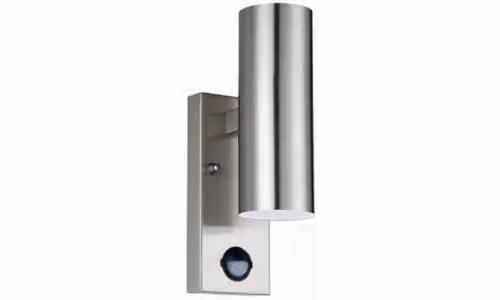 Luceco Stainless Steel Exterior Up or Down Wall Light with PIR Motion Sensor, Grey/Silver, IP44