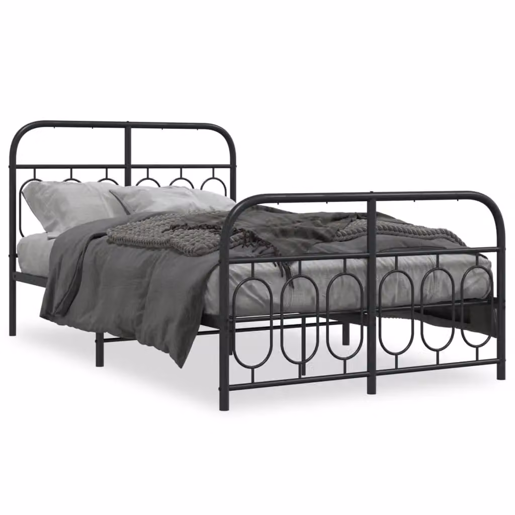 Berkfield Home Metal Bed Frame with Footboard, Black, W/D/H: 120 x 190 cm – 2